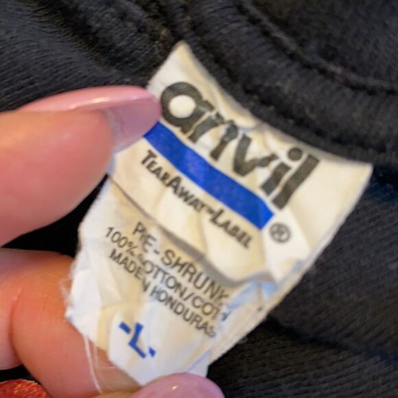 Anvil Short Sleeve Tshirt Black with White and Pink Writing The Word Love Large - Picture 3 of 6